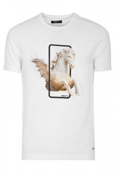 Tricou slim alb print