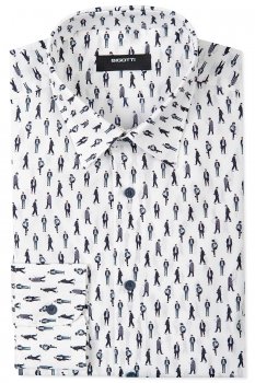 Camasa slim alba print geometric