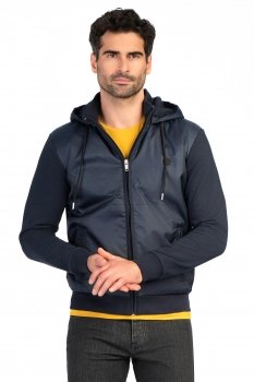 Hanorac slim bleumarin cu gluga