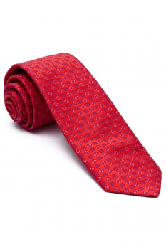 Cravata poliester tesut rosie print geometric