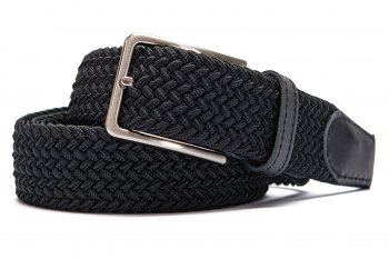 Curea neagra textil elastic si piele naturala