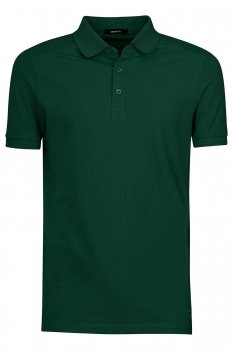 Tricou polo slim verde uni