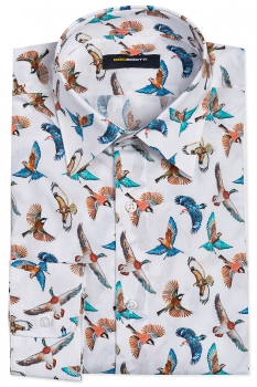 Camasa slim alba print geometric
