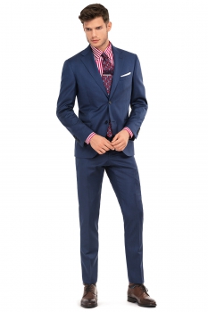 Slim Blue Plain Suit