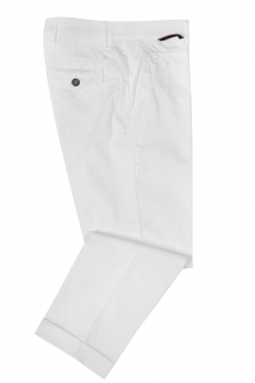 Slim body white plain trousers