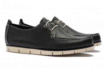 Boat shoes negri piele naturala
