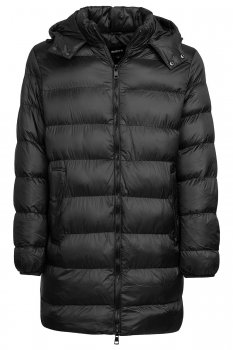 Jacheta slim neagra uni cu gluga detasabila