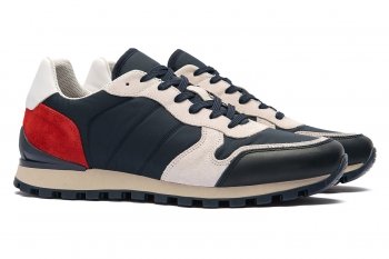 Sneakers bleumarin piele naturala si textil