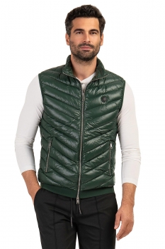 Vesta slim verde uni cu puf