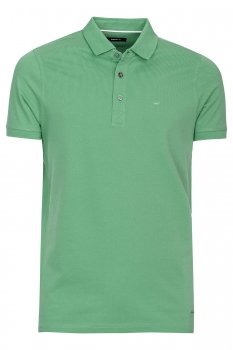 Tricou polo slim verde uni