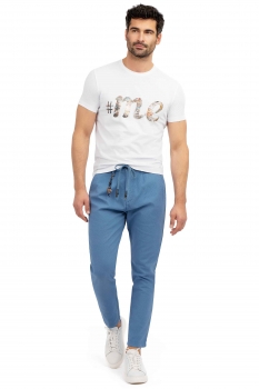 Slim body light blue plain trouser