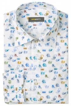 Camasa superslim alba print geometric