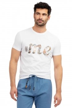 Tricou slim alb print