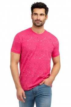 Tricou slim roz guler rotund