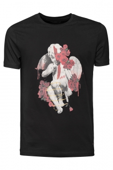 Tricou slim negru print