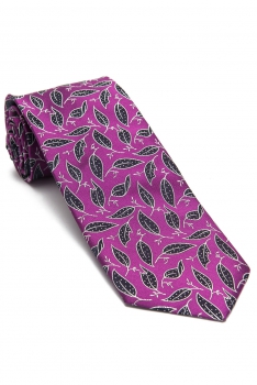 Cravata matase tesuta roz print floral