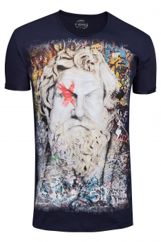 Tricou slim bleumarin print