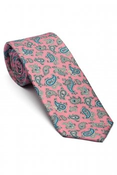 Cravata matase imprimata roz print floral