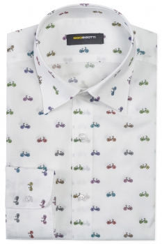 Slim white geometric shirt