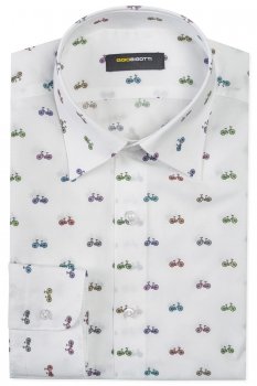 Camasa slim alba print geometric