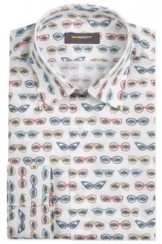 Camasa slim alba print geometric
