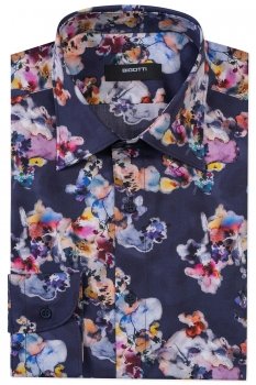 Camasa shaped bleumarin print floral