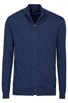 Pulover clasic fit bleumarin cu fermoar