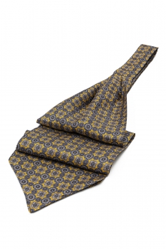 Ascot tie tip printed silk yellow floral