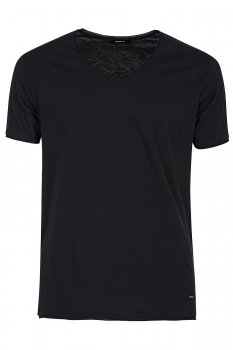 Tricou slim negru guler rotund
