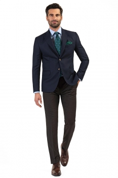 Slim body brown plain trousers
