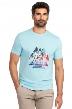 Tricou slim bleu print