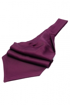 Ascot tie tip printed silk burgundy plain