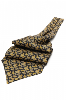 Ascot tie tip printed silk navy floral