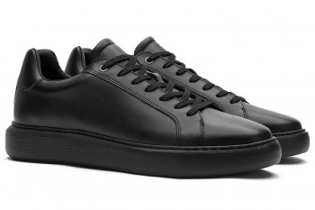 Sneakers negri piele naturala