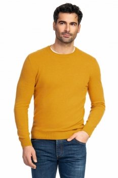 Pulover slim galben guler rotund