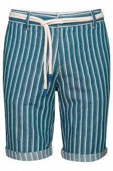 Pantaloni scurti slim din in  albastri cu dungi
