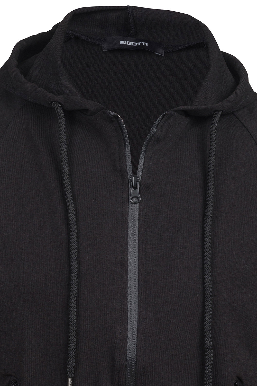 Hanorac Slim Negru Cu Fermoar Bigotti Ro Vbhrba3eo88920101