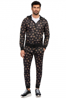 Slim body black geometric trouser