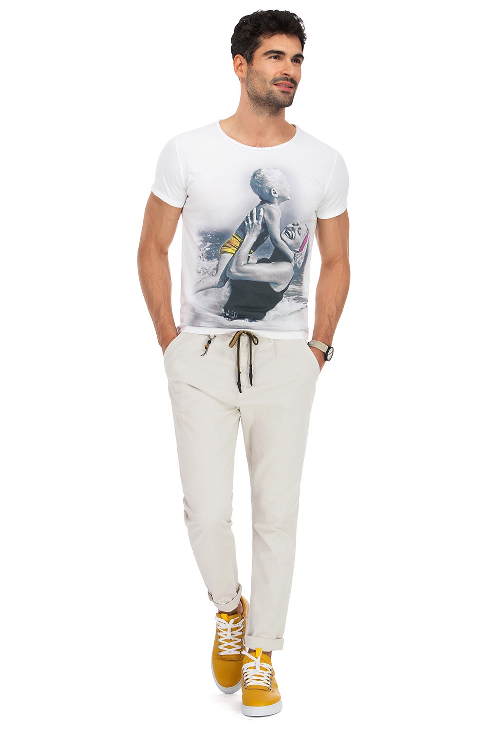 Governable Review mischief Tricou slim alb print - Bigotti.ro - VBTSBA3EJ79A15999