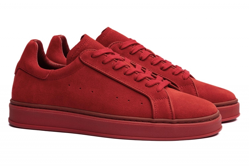 Bigotti Sneakers rosii piele intoarsa