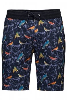 Pantaloni scurti slim bleumarin print geometric