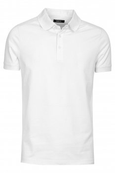 Tricou polo slim alb uni
