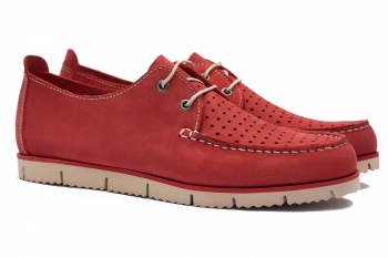 Boat shoes rosii piele nabuc