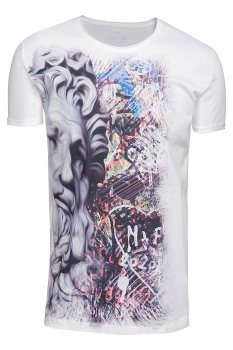 Tricou slim alb print