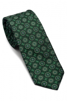 Matase tesuta verde floral