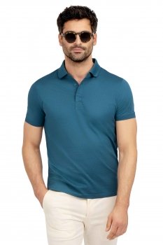 Tricou polo slim albastru uni