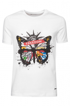 Tricou slim alb print
