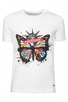 Tricou slim alb print