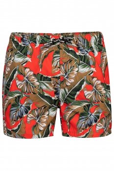 Short rosu print floral