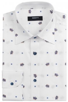 Camasa superslim alba print geometric